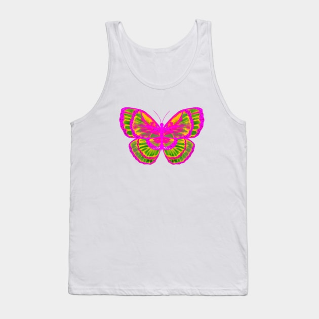 Pink and Green Butterfly Tank Top by ZeichenbloQ